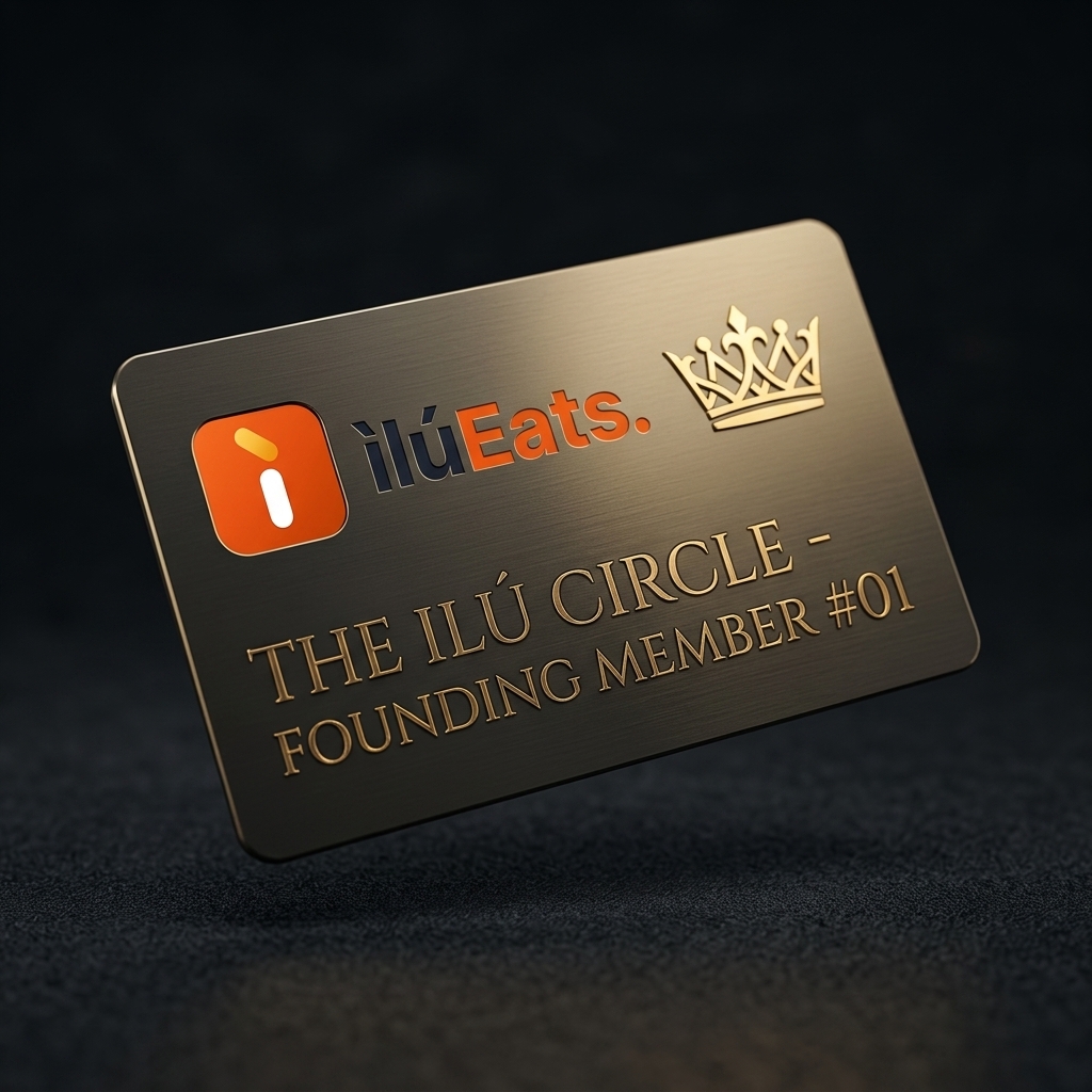 The metallic gold Ilu Circle founding member card